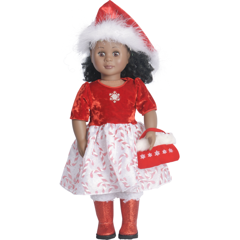 Holiday Dress and Santa Hat Set for 18