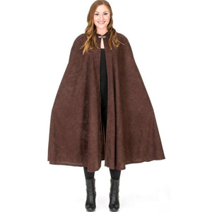 adult wearing brown robin hood style cape