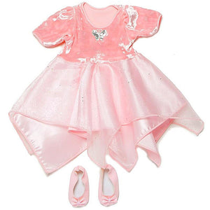 doll fairy dancer dress in light pink with matching shoes