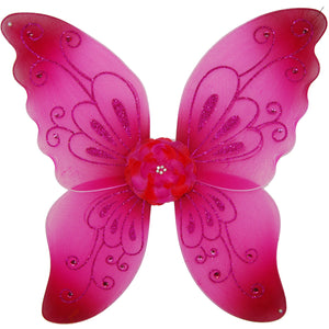 girls fuchsia fairy wings with flower