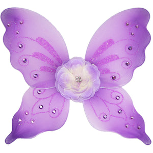 girls purple fairy wings with flower