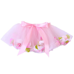 pink tulle fairy tutu with flower petals and bow