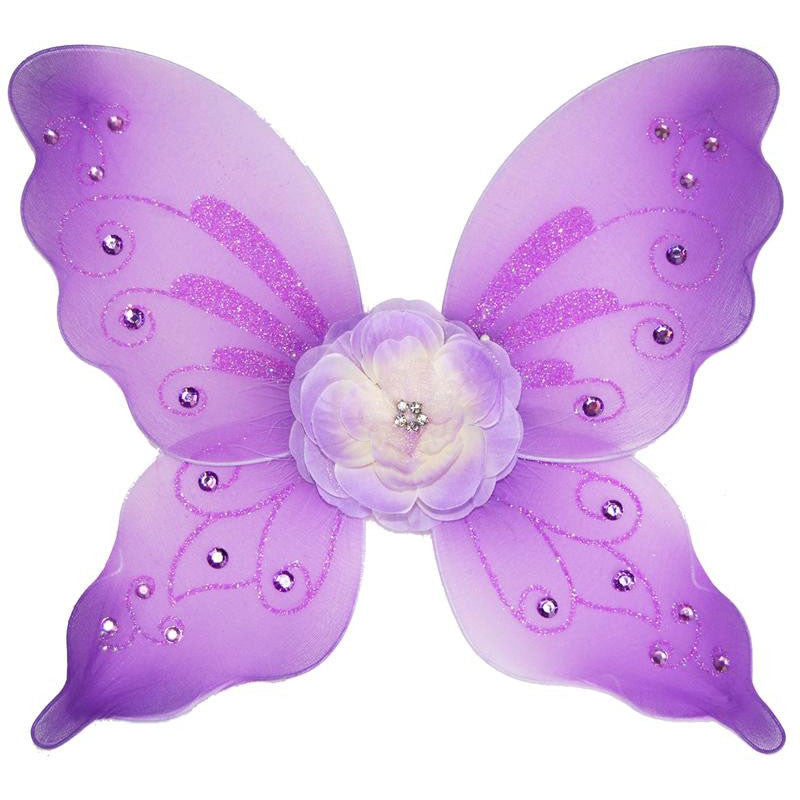 purple fairy wings with flower and sparkle details