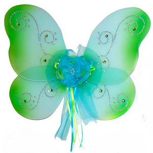 Girls fairy wings turquoise with green