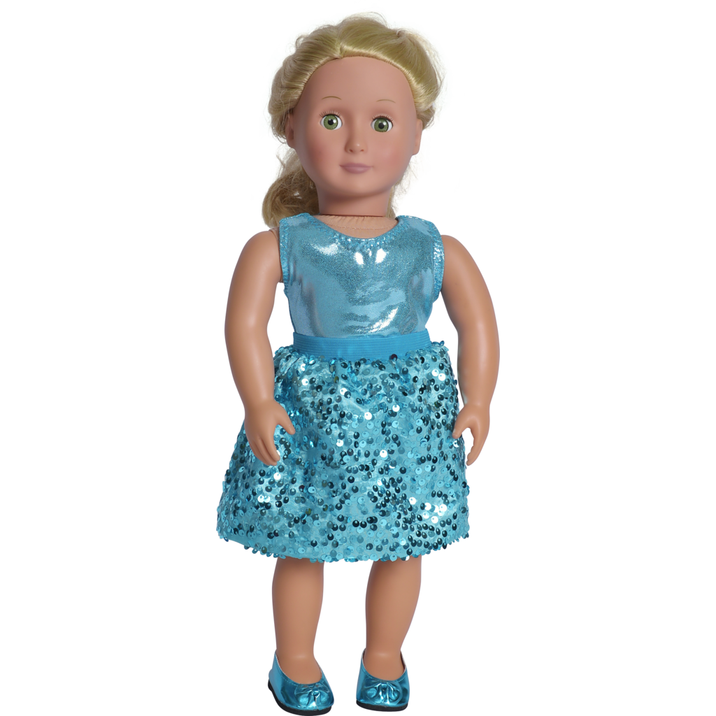 18" doll aqua party skirt set with matching shoes