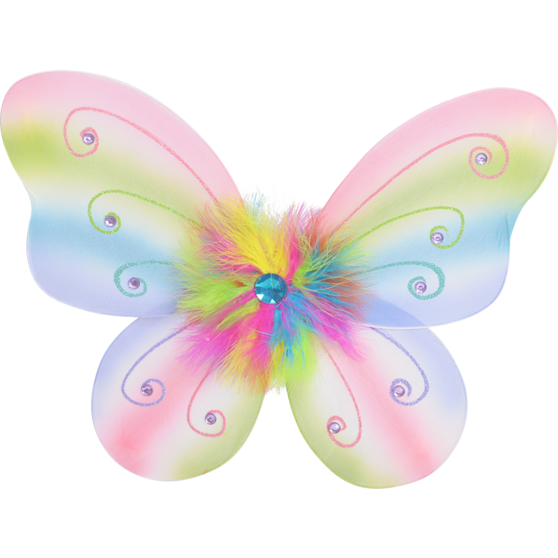 Rainbow boa fairy wings with gemstone center detail