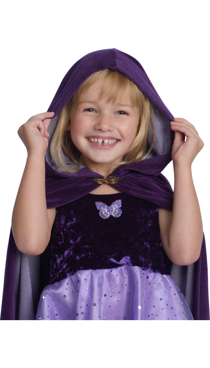 Cotton Velour Cape with Ribbon Trim