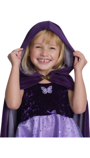 Cotton Velour Cape with Ribbon Trim