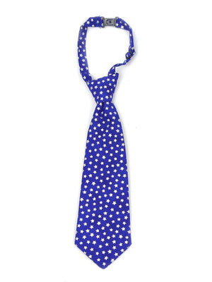 Boys necktie in royal blue with silver stars print
