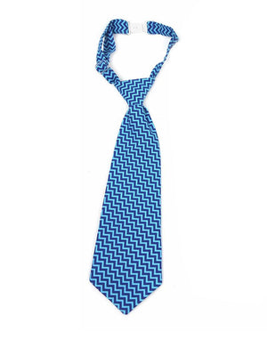 Boys necktie in blue zigzag print