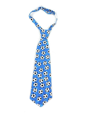 Boys necktie in blue soccer print