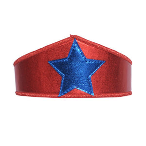 kids red dress up crown with blue star