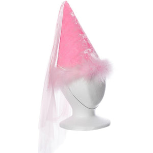 pink princess hat with boa trim