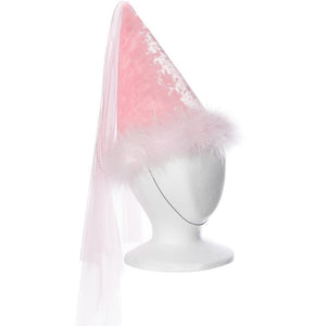 light pink princess hat with boa trim
