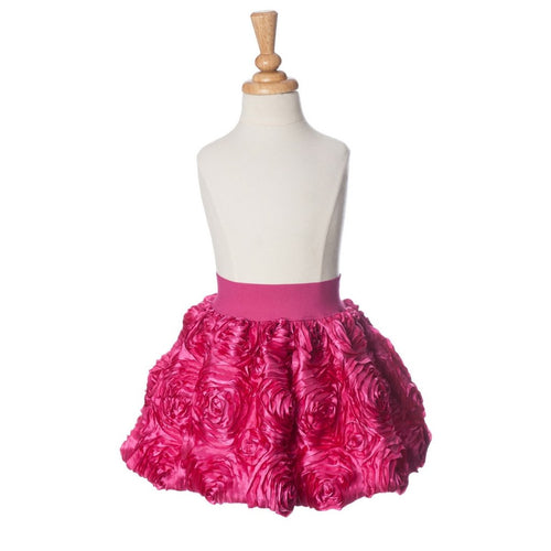 girls fuchsia ribbon rose bubble skirt