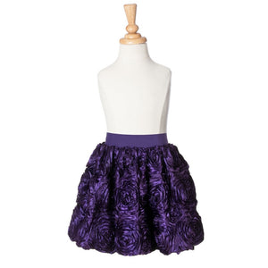 girls dark purple ribbon rose party skirt