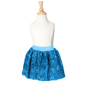 girls teal ribbon rose party skirt