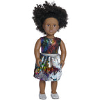 doll flippy sequin skirt set with doll shoes