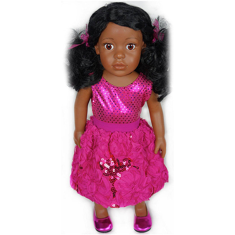 doll fuchsia sequin posy bubble skirt set for 18 inch doll with doll shoes