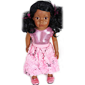 doll pink sequin posy bubble skirt set for 18 inch doll with doll shoes