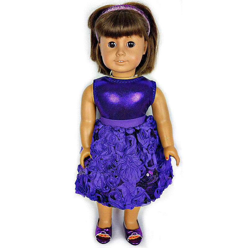 doll fuchsia sequin posy bubble skirt set for 18 inch doll with doll shoes