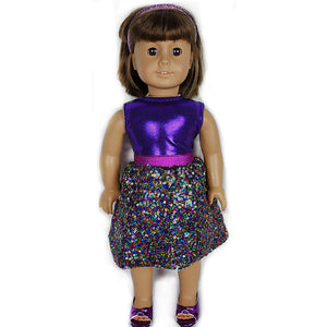 doll multicolor sequin skirt set for 18 inch doll