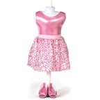 doll pink sequin skirt set for 18 inch doll with doll shoes