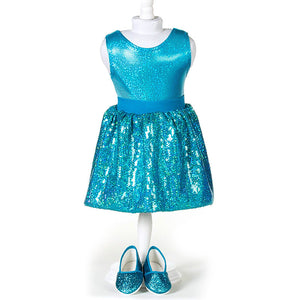 doll teal sequin skirt set for 18 inch doll