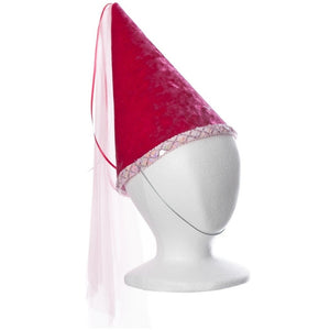 childs fuchsia velvet princess hat with veil