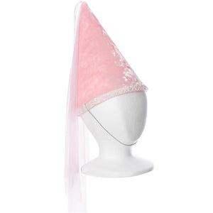 childs light pink velvet princess hat with veil