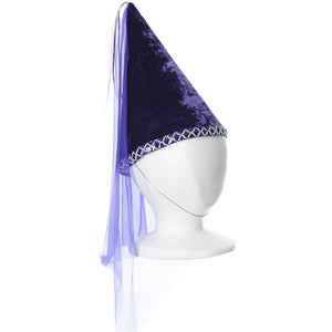 childs purple velvet princess cone hat
