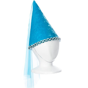 childs turquoise velvet princess hat with veil