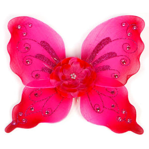 fuchsia fairy wings with flower and sparkle details