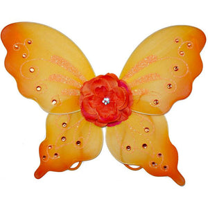 orange fairy wings with flower and sparkle details