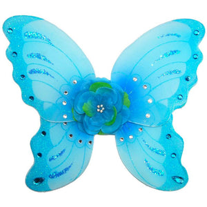 turquoise fairy wings with flower and sparkle details