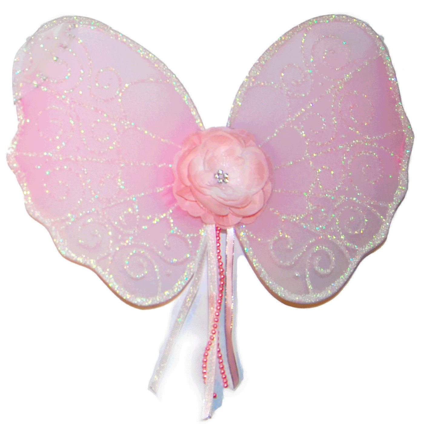 light pink toddler fairy wings with flower and ribbon details
