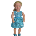 18" doll aqua party skirt set with matching shoes