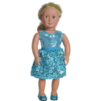 18" doll aqua party skirt set with matching shoes
