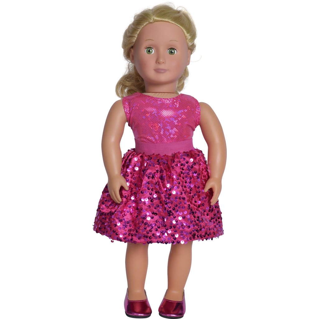 18" doll hot pink party skirt with matching shoes made in usa