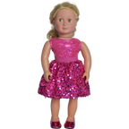 18" doll hot pink party skirt with matching shoes made in usa