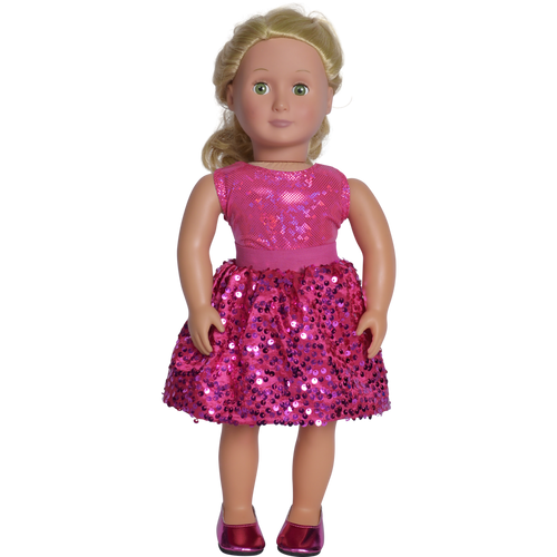 18" doll hot pink party skirt with matching shoes made in usa