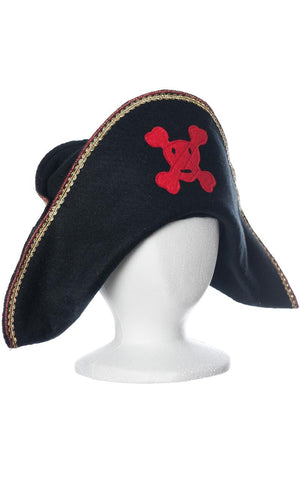 kids pirate hat with red skull and crossbones
