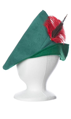 Child's woodsman hat in green with red feather